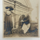 Woman with Starry Shawl, Man on Bended Knee in Motion, Evocative Antique Photograph