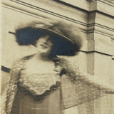 Woman with Starry Shawl, Man on Bended Knee in Motion, Evocative Antique Photograph
