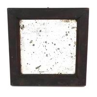 Antique Primitive Bevelled Glass Mirror in Original Dark Red Paint