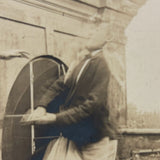 Woman with Starry Shawl, Man on Bended Knee in Motion, Evocative Antique Photograph