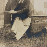 Woman with Starry Shawl, Man on Bended Knee in Motion, Evocative Antique Photograph