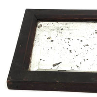 Antique Primitive Bevelled Glass Mirror in Original Dark Red Paint