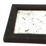 Antique Primitive Bevelled Glass Mirror in Original Dark Red Paint