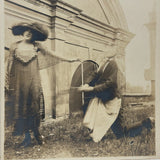 Woman with Starry Shawl, Man on Bended Knee in Motion, Evocative Antique Photograph