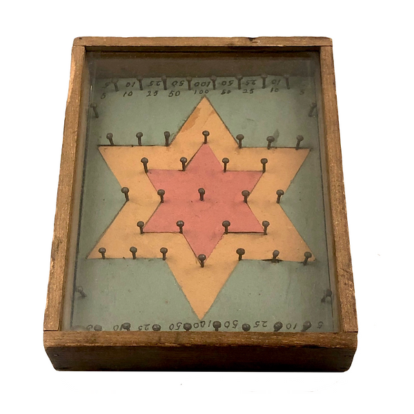 Folk Art Rocking Plinko Type Game with Paper Star Ground