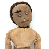 Much Loved c. Late 19th Century Linen Rag Doll with Hand-painted Face and Tailored Wool Trousers