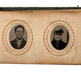 1860s Gem Tintype Album, 28 + 2, with Sailors, Soldiers, Sisters, Wounded, From Jaffrey, NH Estate