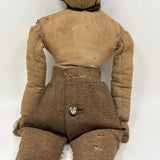 Much Loved c. Late 19th Century Linen Rag Doll with Hand-painted Face and Tailored Wool Trousers