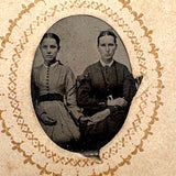 1860s Gem Tintype Album, 28 + 2, with Sailors, Soldiers, Sisters, Wounded, From Jaffrey, NH Estate