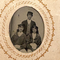 1860s Gem Tintype Album, 28 + 2, with Sailors, Soldiers, Sisters, Wounded, From Jaffrey, NH Estate