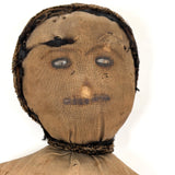 Much Loved c. Late 19th Century Linen Rag Doll with Hand-painted Face and Tailored Wool Trousers