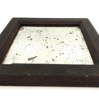 Antique Primitive Bevelled Glass Mirror in Original Dark Red Paint
