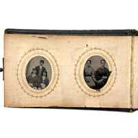1860s Gem Tintype Album, 28 + 2, with Sailors, Soldiers, Sisters, Wounded, From Jaffrey, NH Estate