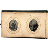 1860s Gem Tintype Album, 28 + 2, with Sailors, Soldiers, Sisters, Wounded, From Jaffrey, NH Estate