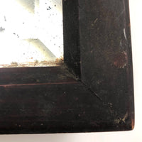 Antique Primitive Bevelled Glass Mirror in Original Dark Red Paint