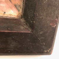 Antique Primitive Bevelled Glass Mirror in Original Dark Red Paint