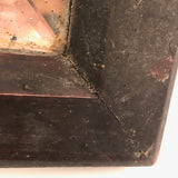 Antique Primitive Bevelled Glass Mirror in Original Dark Red Paint