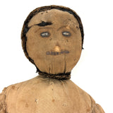 Much Loved c. Late 19th Century Linen Rag Doll with Hand-painted Face and Tailored Wool Trousers