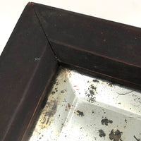 Antique Primitive Bevelled Glass Mirror in Original Dark Red Paint