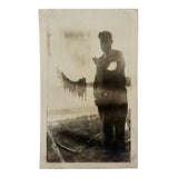 Painterly Early 20th Century Photo of Man with Line of Fish