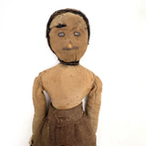 Much Loved c. Late 19th Century Linen Rag Doll with Hand-painted Face and Tailored Wool Trousers