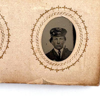 1860s Gem Tintype Album, 28 + 2, with Sailors, Soldiers, Sisters, Wounded, From Jaffrey, NH Estate