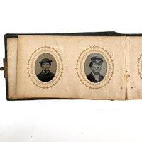 1860s Gem Tintype Album, 28 + 2, with Sailors, Soldiers, Sisters, Wounded, From Jaffrey, NH Estate