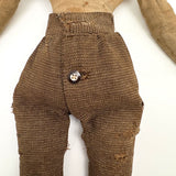Much Loved c. Late 19th Century Linen Rag Doll with Hand-painted Face and Tailored Wool Trousers
