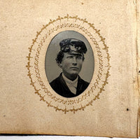 1860s Gem Tintype Album, 28 + 2, with Sailors, Soldiers, Sisters, Wounded, From Jaffrey, NH Estate