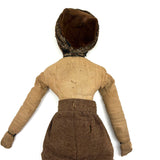 Much Loved c. Late 19th Century Linen Rag Doll with Hand-painted Face and Tailored Wool Trousers
