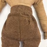 Much Loved c. Late 19th Century Linen Rag Doll with Hand-painted Face and Tailored Wool Trousers