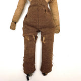 Much Loved c. Late 19th Century Linen Rag Doll with Hand-painted Face and Tailored Wool Trousers