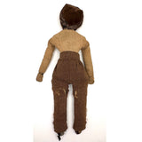 Much Loved c. Late 19th Century Linen Rag Doll with Hand-painted Face and Tailored Wool Trousers