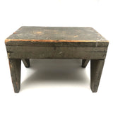 Excellent Antique Primitive Green-Gray Painted Stool