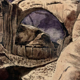 Rainbow Arch,  Antique Landscape Watercolor, Framed as Found