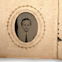 1860s Gem Tintype Album, 28 + 2, with Sailors, Soldiers, Sisters, Wounded, From Jaffrey, NH Estate