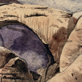 Rainbow Arch,  Antique Landscape Watercolor, Framed as Found