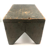 Excellent Antique Primitive Green-Gray Painted Stool