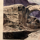 Rainbow Arch,  Antique Landscape Watercolor, Framed as Found
