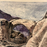 Rainbow Arch,  Antique Landscape Watercolor, Framed as Found