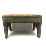Excellent Antique Primitive Green-Gray Painted Stool