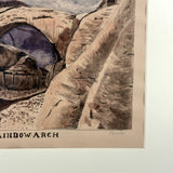 Rainbow Arch,  Antique Landscape Watercolor, Framed as Found
