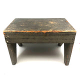 Excellent Antique Primitive Green-Gray Painted Stool
