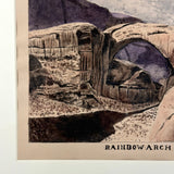 Rainbow Arch,  Antique Landscape Watercolor, Framed as Found