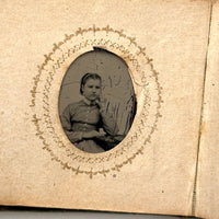 1860s Gem Tintype Album, 28 + 2, with Sailors, Soldiers, Sisters, Wounded, From Jaffrey, NH Estate