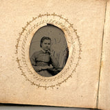 1860s Gem Tintype Album, 28 + 2, with Sailors, Soldiers, Sisters, Wounded, From Jaffrey, NH Estate