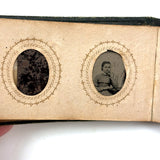 1860s Gem Tintype Album, 28 + 2, with Sailors, Soldiers, Sisters, Wounded, From Jaffrey, NH Estate