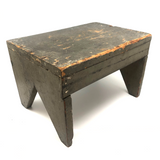 Excellent Antique Primitive Green-Gray Painted Stool