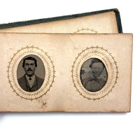 1860s Gem Tintype Album, 28 + 2, with Sailors, Soldiers, Sisters, Wounded, From Jaffrey, NH Estate