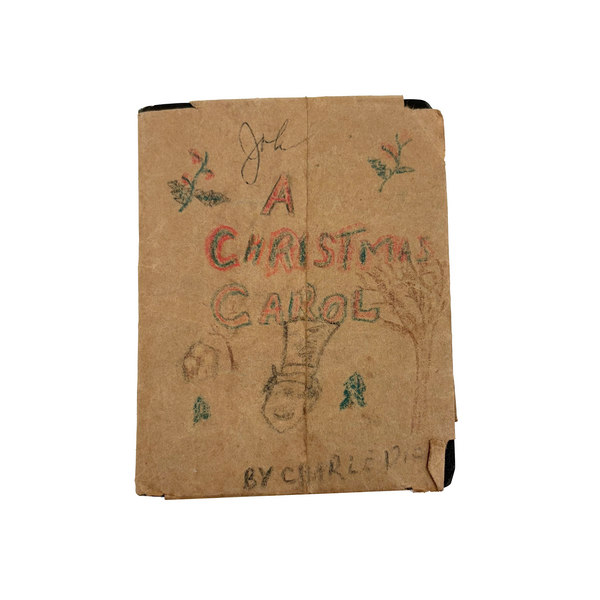 Brown Paper Wrapped Little Leather Library Copy of The Christmas Carol, 1920s